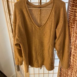 Free people beige distressed sweater